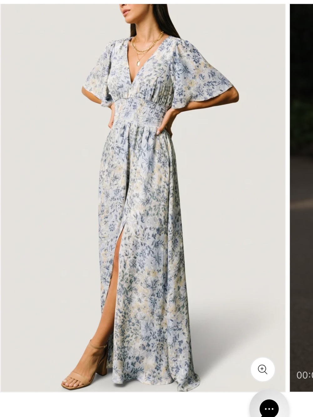 Baltic Born Light Blue and Cream Floral Maxi Dress